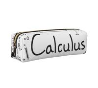 JKLQWC Math Geometry G alculus Printed Leather Pencil Case with Gold Zipper - Simple and Lightweight Organizer for School, Office, Travel, Makeup