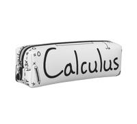 JKLQWC Math Geometry G alculus Printed Leather Pencil Case with Silver Zipper - Simple and Lightweight Organizer for School, Office, Travel, Makeup