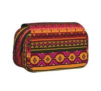 JKLQWC Mexican Folk Art Boho Prints Pencil Case for Kids Men Women, Two Layers Large Capacity Pencil Pouch Makeup Bag Organizer for Office School Travel
