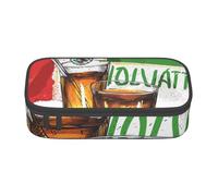 JKLQWC Mexico Flag and Tequila Printed Pencil Case Cute Pen Pencil Box Bag Large Capacity Compartment Zipper Pencil Pouch Organizer for Office School Travel