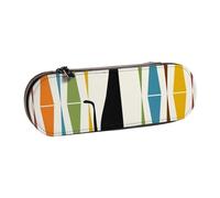 JKLQWC Mid-Century Modern Art Cat Printed Pencil Case Cute Pen Pencil Box Bag PU Leather Zipper Pencil Pouch Organizer for Office School Travel