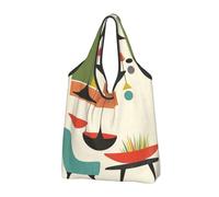JKLQWC mid century modern prints Printed Foldable Shopping Bag 2 PCS, Reusable Grocery Tote Bags for Daily Shopping and Travel