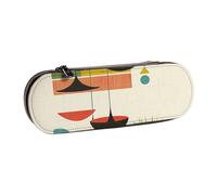 JKLQWC mid Century Modern Prints Printed Pencil Case Cute Pen Pencil Box Bag PU Leather Zipper Pencil Pouch Organizer for Office School Travel