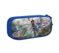 JKLQWC Modern Dragonfly Printed Pencil Case Cute Pen Pencil Box Bag Zipper Storage Organizer Box Holder for Office School Teen Girl Boy Adult,Blue