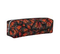 JKLQWC Monarch Butterflies Printed Leather Pencil Case with Silver Zipper - Simple and Lightweight Organizer for School, Office, Travel, Makeup