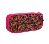 JKLQWC Monarch Butterflies Printed Pencil Case Cute Pen Pencil Box Bag Zipper Storage Organizer Box Holder for Office School Teen Girl Boy Adult,Pink