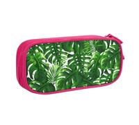 JKLQWC Monstera Deliciosa Banana Palm Printed Pencil Case Cute Pen Pencil Box Bag Zipper Storage Organizer Box Holder for Office School Teen Girl Boy Adult,Pink