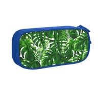JKLQWC Monstera Deliciosa Banana Palm Printed Pencil Case Cute Pen Pencil Box Bag Zipper Storage Organizer Box Holder for Office School Teen Girl Boy Adult,Blue