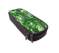 JKLQWC Monstera Deliciosa Banana Palm Prints Pencil Case for Girls Boys Cute PU Leather Pen Pencil Box Bag Zipper Pencil Pouch Organizer for Office School