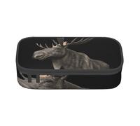 JKLQWC Moose Printed Pencil Case Cute Pen Pencil Box Bag Large Capacity Compartment Zipper Pencil Pouch Organizer for Office School Travel
