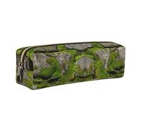 JKLQWC Moss Stone Pavement Printed Leather Pencil Case with Gold Zipper - Simple and Lightweight Organizer for School, Office, Travel, Makeup