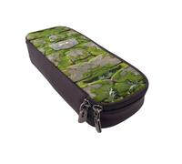 JKLQWC Moss Stone Pavement Printed PU Leather Pencil Case Cute Pen Pencil Box Bag Zipper Office School Pencil Pouch Organizer for Students Teen Girls Boys Adult