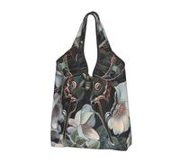 JKLQWC moth that looks like a peacock Printed Foldable Shopping Bag 1 PCS, Reusable Grocery Tote Bags for Daily Shopping and Travel