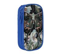JKLQWC Moth That Looks Like a Peacock Printed Pencil Case Cute Pen Pouch Large Pen Bag Portable Storage Organizer Box for Office School Teen Girl Boy Adult,Blue