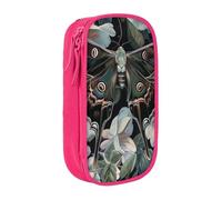 JKLQWC Moth That Looks Like a Peacock Printed Pencil Case Cute Pen Pouch Large Pen Bag Portable Storage Organizer Box for Office School Teen Girl Boy Adult,Pink