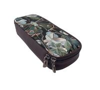 JKLQWC Moth That Looks Like a Peacock Prints Pencil Case for Girls Boys Cute PU Leather Pen Pencil Box Bag Zipper Pencil Pouch Organizer for Office School