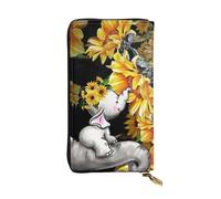 JKLQWC Mother and Baby Elephant Sunflowers Printed Long Wallet for Women Men Cute PU Leather Coin Purse with Card Holder