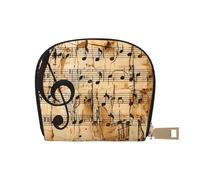 JKLQWC Music Note Print Printed Card Wallet for Women Men Cute Zipper Card Cases Holder Mini Coin Purse with 12 Card Slots