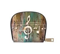 JKLQWC Music Note Printed Card Wallet for Women Men Cute Zipper Card Cases Holder Mini Coin Purse with 12 Card Slots