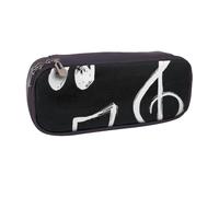 JKLQWC Music Notes Printed PU Leather Pencil Case Cute Pen Pencil Box Bag Zipper Office School Pencil Pouch Organizer for Students Teen Girls Boys Adult Gifts