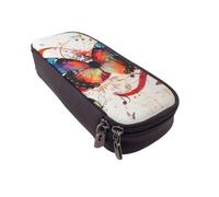 JKLQWC Musica Butterfly Printed PU Leather Pencil Case Cute Pen Pencil Box Bag Zipper Office School Pencil Pouch Organizer for Students Teen Girls Boys Adult