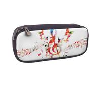 JKLQWC Musica Butterfly Printed PU Leather Pencil Case Cute Pen Pencil Box Bag Zipper Office School Pencil Pouch Organizer for Students Teen Girls Boys Adult Gifts