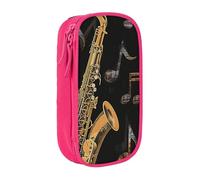 JKLQWC Musical Notes Treble Printed Pencil Case Cute Pen Pouch Large Pen Bag Portable Storage Organizer Box for Office School Teen Girl Boy Adult,Pink