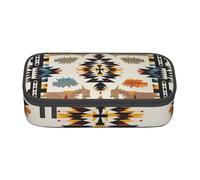 JKLQWC Native USA Printed Pencil Case Cute Pen Pencil Box Bag Large Capacity Compartment Zipper Pencil Pouch Organizer for Office School Travel