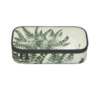 JKLQWC Natural Plant Silhouette Fern Leaf Printed Pencil Case Cute Pen Pencil Box Bag Large Capacity Compartment Zipper Pencil Pouch Organizer for Office School Travel