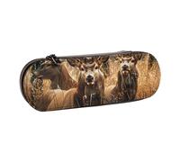JKLQWC Nature Wild Animal Deers Printed Pencil Case Cute Pen Pencil Box Bag PU Leather Zipper Pencil Pouch Organizer for Office School Travel