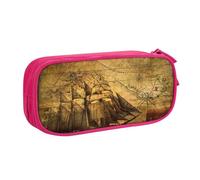 JKLQWC Nautical Sailing Pirate Theme Printed Pencil Case Cute Pen Pencil Box Bag Zipper Storage Organizer Box Holder for Office School Teen Girl Boy Adult,Pink