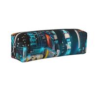 JKLQWC New York Paintings Printed Leather Pencil Case with Silver Zipper - Simple and Lightweight Organizer for School, Office, Travel, Makeup