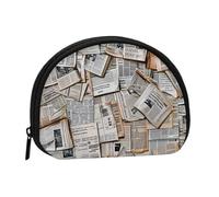 JKLQWC Newspaper hd Printed Coin Purse for Women Cute Small Change Wallet Mini Coin Purses Pouch with Zipper