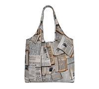 JKLQWC newspaper hd Printed Tote Bag for Women Canvas Shopping Bag Reusable Grocery Cloth Bag Shoulder Bag for Work Travel Shopping College School
