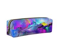 JKLQWC Northern Lights Painting Printed Leather Pencil Case with Gold Zipper - Simple and Lightweight Organizer for School, Office, Travel, Makeup