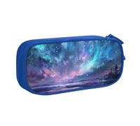 JKLQWC Northern Lights Printed Pencil Case Cute Pen Pencil Box Bag Zipper Storage Organizer Box Holder for Office School Teen Girl Boy Adult,Blue