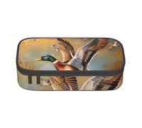 JKLQWC Oil Painting Duck Printed Pencil Case Cute Pen Pencil Box Bag Large Capacity Compartment Zipper Pencil Pouch Organizer for Office School Travel
