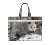 JKLQWC Opossum In Snow Printed Document Bag Teacher Canvas File Tote Bag Pouch for Work, Casual Handbag for Office School Travel Beach