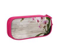 JKLQWC Orchid Printed Pencil Case Cute Pen Pencil Box Bag Zipper Storage Organizer Box Holder for Office School Teen Girl Boy Adult,Pink