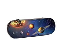JKLQWC Outer Space Solar System Printed Pencil Case Cute Pen Pencil Box Bag PU Leather Zipper Pencil Pouch Organizer for Office School Travel