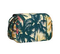 JKLQWC Palm Tree Pattern Prints Pencil Case for Kids Men Women, Two Layers Large Capacity Pencil Pouch Makeup Bag Organizer for Office School Travel