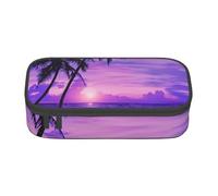 JKLQWC Palm Tree Sunset Printed Pencil Case Cute Pen Pencil Box Bag Large Capacity Compartment Zipper Pencil Pouch Organizer for Office School Travel