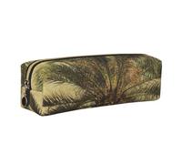 JKLQWC Palm Tree Tropical Printed Leather Pencil Case with Gold Zipper - Simple and Lightweight Organizer for School, Office, Travel, Makeup