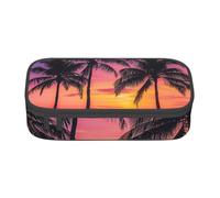 JKLQWC Palm Trees Silhouette at Sunset Printed Pencil Case Cute Pen Pencil Box Bag Large Capacity Compartment Zipper Pencil Pouch Organizer for Office School Travel