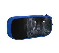 JKLQWC Panther with Blue Eyes Printed Pencil Case Cute Pen Pencil Box Bag Zipper Storage Organizer Box Holder for Office School Teen Girl Boy Adult,Blue