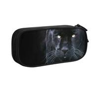 JKLQWC Panther with Blue Eyes Printed Pencil Case Cute Pen Pencil Box Bag Zipper Storage Organizer Box Holder for Office School Teen Girl Boy Adult,Black