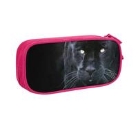 JKLQWC Panther with Blue Eyes Printed Pencil Case Cute Pen Pencil Box Bag Zipper Storage Organizer Box Holder for Office School Teen Girl Boy Adult,Pink