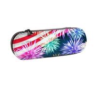 JKLQWC Patriotic 4th of July American Flag Printed Pencil Case Cute Pen Pencil Box Bag PU Leather Zipper Pencil Pouch Organizer for Office School Travel