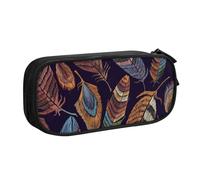 JKLQWC Peacock Feather Printed Pencil Case Cute Pen Pencil Box Bag Zipper Storage Organizer Box Holder for Office School Teen Girl Boy Adult,Black