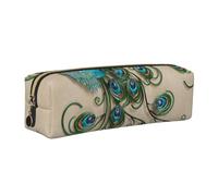 JKLQWC Peacock Pattern Printed Leather Pencil Case with Gold Zipper - Simple and Lightweight Organizer for School, Office, Travel, Makeup